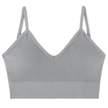 Top corto a costine grigio senza cuciture con scollo a V profondo e spalline sottili - M / Grigio Argento