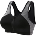 Sport-BH mit Front-Reißverschluss in Schwarz-Grau für Laufen und Yoga aus Stretchmaterial - S / Schwarz
