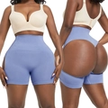 High-waisted light blue tummy control shaper with open-butt lift design - Light Blue