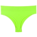 Neongrüner nahtloser T-String mit breitem Rippbund und hoher Elastizität für Sport - M / Fluoreszierendes Grün