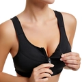 Soutien-gorge de sport noir avec fermeture éclair avant et tissu en maille respirant - S / Noir