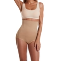Pantaloncini contenitivi beige a vita alta senza cuciture con trama a nido d'ape - XS/S / Albicocca