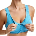 Soutien-gorge de sport bleu ciel avec fermeture éclair avant et maille respirante - S / Bleu Ciel