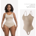 Adjustable nude shaping bodysuit with molded cups and high elastic slimming compression - S / Nude
