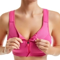 Soutien-gorge de sport à zip frontal rose rouge avec tissu en maille respirante - S / Rose Rouge