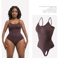 Dark brown seamless slimming bodysuit with adjustable straps for tummy control - S / Coffee