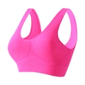 Soutien-gorge de sport rose vif antichoc avec larges bretelles et col en U - S / Haut (626) / Sans Coussinets / Magenta