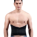 Men's black fitness waist trimmer belt with adjustable elastic straps for back support - L / Black