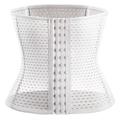 White breathable mesh waist trainer for women with three-row hook-and-eye closure - XS / White