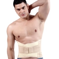 Men's waist trimmer in beige featuring breathable elastic fabric and adjustable straps - L / Nude