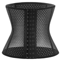 Women's black breathable mesh waist trainer with six-row hook-and-eye closure for tummy control - XS / Black