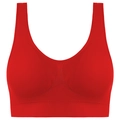 Sujetador deportivo rojo sin costuras con tirantes anchos y malla transpirable para fitness - S / Rojo