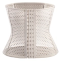 Beige breathable mesh waist trainer with six-row hook-and-eye closure for body shaping - XS / Off White