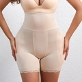 Faja reductora beige de talle alto con encaje elegante y efecto de levantamiento de glúteos - S / Color Piel