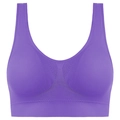 Sujetador deportivo morado sin costuras con tirantes anchos y textura transpirable - S / Morado