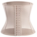 Beige postpartum waist cincher with breathable mesh fabric and three-row hook-and-eye closure - XS / Brown