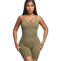 Body acanalado verde oliva para mujer con ajuste elástico adelgazante y tirantes - M / verde oliva