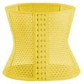 Breathable high elasticity waist trainer for women in bright yellow with three-row hooks - Egg Yolk Yellow