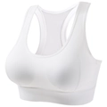 White seamless racerback sports bra with breathable mesh and wide elastic band - S / White