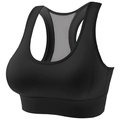 Black racerback sports bra with breathable grey mesh panel for fitness training - S / Black