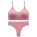 Set intimo rosa senza cuciture con reggiseno a coste e perizoma coordinato - Rosa