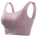 Seamless lotus pink sports bra with wide straps for high-impact workout support - Dust Rose