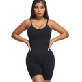 Body deportivo negro acanalado con tirantes finos y compresión en cintura - M / Negro