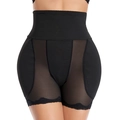 High-waisted black seamless shapewear with breathable mesh panels and lace trim - S / Black
