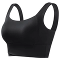 Nahtloser schwarzer Sport-BH mit breiten Trägern für Yoga und Fitnessübungen - S / Schwarz
