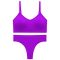 Completo intimo in maglia viola senza cuciture con reggiseno e perizoma - Viola uva