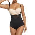 High waist tummy control shapewear in black with breathable mesh and adjustable straps - S / Black