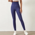Dunkelblaue nahtlose High-Waist-Yogahose mit Bauchweg-Effekt und Push-up-Design - S/M:90-125 Jin / Blau