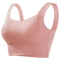 Seamless light pink sports bra with wide straps for high-impact yoga and gym workouts - Shrimp Red