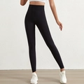 Damen Yoga-Hose in Schwarz, hohe Taille, Bauchkontrolle und Peach-Lift-Effekt - S/M:90-125 Jin / Schwarz