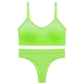 Set lingerie a coste verde neon con bralette sportiva e perizoma coordinato - Verde fluorescente