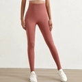 Hoch taillierte nahtlose Yogahose in Altrosa mit seitlichem Logo-Aufdruck - S/M:90-125 Jin / Ziegelrot
