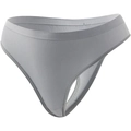 Women's seamless cotton crotch thong in light grey featuring a wide elastic waistband - S / Gray