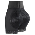 Faja reductora de talle alto negra con encaje floral y efecto de levantamiento de glúteos - S / Negro