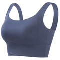 Shockproof wireless sports bra in dusty blue with wide straps for yoga and fitness - Blue Gray