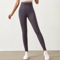 Donkerpaarse naadloze yoga legging met hoge taille voor fitness en sportieve training - Grijs