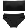 Set di lingerie in maglia a coste nera senza cuciture con top a fascia e slip - L / Nero