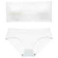 Set lingerie bianco a costine senza cuciture con reggiseno a fascia e slip coordinati - L / Bianco