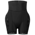 Faja reductora de cintura alta negra con encaje y diseño para realzar los glúteos - S / Negro
