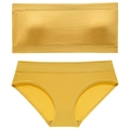 Bright yellow ribbed seamless lingerie set with bralette and high-elasticity panties - L / Top And Bottom / Yellow