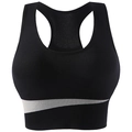 Reggiseno sportivo nero da donna con taglio racerback e strisce curve bianche sul fondo - M / Nero