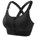 Sujetador deportivo negro con cremallera frontal y malla transpirable de alto impacto - S / Negro
