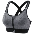 Sujetador deportivo gris jaspeado con cremallera frontal y tirantes en X - S / Gris