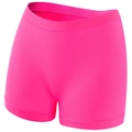 High-waisted seamless safety shorts in vibrant neon pink stretch fabric for women - Magenta