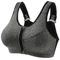 Front zipper high impact sports bra in heather gray with wide adjustable straps - S / Tops / Gray