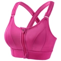 Sujetador deportivo rosa con cremallera frontal y espalda cruzada de malla - S / Rosa